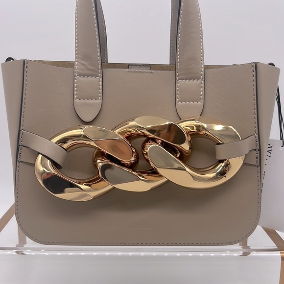 JW ANDERSON NEW Mini Chain Leather Tote Taupe - Picture 2 of 14